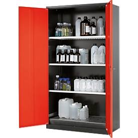 asecos, Chemikalienschrank asecos, Flügeltür, 3 Böden, 1055x520x1950 mm, verkehrsrot