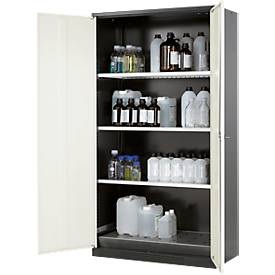 asecos, Chemikalienschrank asecos, Flügeltür, 3 Böden, 1055x520x1950 mm, reinweiss