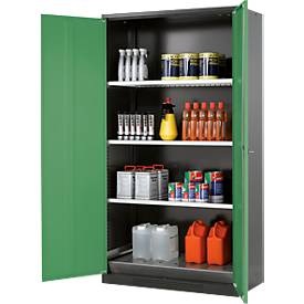 asecos, Chemikalienschrank asecos, Flügeltür, 3 Böden, 1055x520x1950 mm, resedagrün