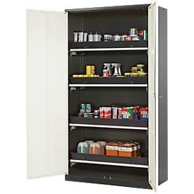 asecos, Chemikalienschrank, Flügeltür, 4 Auszugswannen, 1055x520x1950 mm, reinweiss