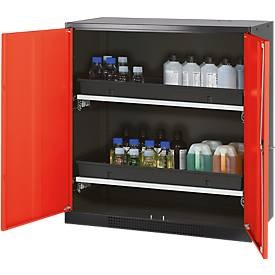 asecos, Chemikalienschrank, Flügeltür, 2 Auszugswannen, 1055x520x1105 mm, verkehrsrot
