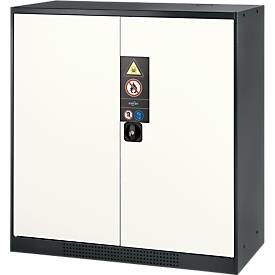 Chemikalienschrank, Flügeltür, 2 Böden, 1055x520x1105 mm, reinweiss