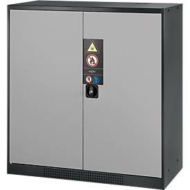 Chemikalienschrank, Flügeltür, 2 Böden, 1055x520x1105 mm, silber