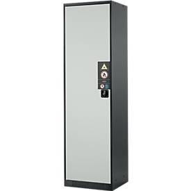 Chemikalienschrank, Flügeltür, 3 Böden, 545x520x1950 mm, lichtgrau