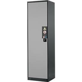 Chemikalienschrank, Flügeltür, 3 Böden, 545x520x1950 mm, silber