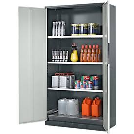 Chemikalienschrank, Flügeltür, 3 Böden, 1055x520x1950 mm, lichtgrau