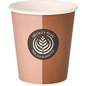 undefined, Coffee to go Becher, für 0,2 l, bedruckte Pappe, beige-schwarz, 50 Stück, Coffee to go Becher, für 0,2 l, Ø 75 x H 91 mm, bedruckte Pappe, beige-schwarz, 50 Stück