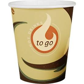 undefined, Coffee to go Becher, für 0,2 l, bedruckte Pappe, beige-schwarz, 50 Stück, Coffee to go Becher, für 0,2 l, Ø 75 x H 91 mm, bedruckte Pappe, beige-schwarz, 50 Stück