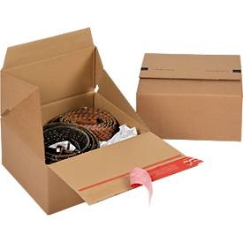 Colompac, ColomPac Faltkartons Euroboxen, Größe S, 200 x 200 x 100 mm, 10 Stück, ColomPac Faltkarton Eurobox S, Selbstklebeverschluss & Aufreissfaden, Z-Faltung, kombinierbar mit Euro-Paletten, aussen L 200 x B 200 x H 100 mm, innen B 194 mm, 20 Stück, Wellpappe, braun