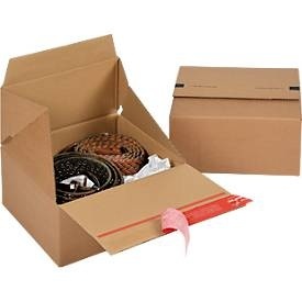 Colompac, ColomPac Faltkartons Euroboxen, Grösse S, 200 x 200 x 200 mm, 10 Stück, ColomPac Faltkarton Eurobox S, Selbstklebeverschluss & Aufreissfaden, Z-Faltung, kombinierbar mit Euro-Paletten, aussen L 200 x B 200 x H 200 mm, innen B 194 mm, 20 Stück, Wellpappe, braun