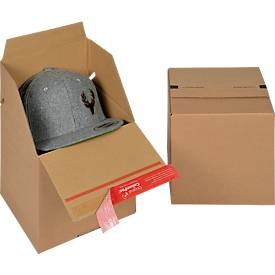 Colompac, ColomPac Faltkartons Euroboxen, Grösse S, 200 x 200 x 200 mm, 10 Stück, ColomPac Faltkarton Eurobox S, Selbstklebeverschluss & Aufreissfaden, Z-Faltung, kombinierbar mit Euro-Paletten, aussen L 200 x B 200 x H 200 mm, innen B 194 mm, 20 Stück, Wellpappe, braun