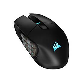 Corsair, CORSAIR SCIMITAR ELITE Wireless - Kabellose Gaming-Maus, Kabelgebunden und Kabellos, Optisch mit Leuchtdioden, 26.000 DPI, Schwarz, Scimitar Elite Wireless, Gaming-Maus