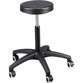 undefined, Hocker Kunststoff Gasfeder 09058, Hocker Universal Plus, PU-Sitz, Sitzhöhe 425-555 mm, Kunststoffbasis, Rollen