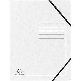 Exacompta, Exacompta Sammelmappe, DIN A4, mit Gummizug, 3 Klappen, beschriftbar, Colorspan-Karton, 355 g/m², weiss, Exacompta Sammelmappe, DIN A4, mit Gummizug, 3 Klappen, beschriftbar, Colorspan-Karton, 355 g/m², weiss