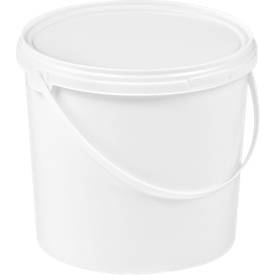 undefined, Eimer, mit Deckel & Griffen, 5 l, Ø 225 x H 188 mm, ISO-Norm, lebensmittelecht, temperaturbeständig, stapel- & nestbar, recycelbares PP, weiss, 10 Stück