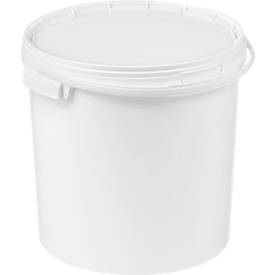 undefined, Eimer, mit Deckel & Griffen, 10 l, Ø 270 x H 264,5 mm, ISO-Norm, lebensmittelecht, temperaturbeständig, stapel- & nestbar, recycelbares PP, weiss, 5 Stück
