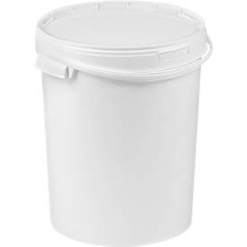 undefined, Eimer, mit Deckel & Griffen, 12 l, Ø 290 x H 261 mm, ISO-Norm, lebensmittelecht, temperaturbeständig, stapel- & nestbar, recycelbares PP, weiss, 5 Stück