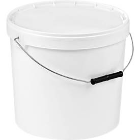 undefined, Eimer, mit Deckel & Griffen, 3 l, Ø 200 x H 156 mm, ISO-Norm, lebensmittelecht, temperaturbeständig, stapel- & nestbar, recycelbares PP, weiss, 10 Stück