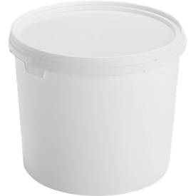 undefined, Eimer, mit Deckel & Griffen, 30 l, Ø 380 x H 390 mm, ISO-Norm, lebensmittelecht, temperaturbeständig, stapel- & nestbar, recycelbares PP, weiss, 5 Stück