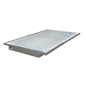 undefined, Regal-Einhängewanne Auffangvolumen 200 l LxB 2150 x 1250 / 915 mm, feuerverzinkt, Einhängewanne aus Stahl, inkl. Gitterrost, für Trägerlänge 2.200mm, feuerverzinkt