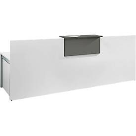 undefined, Empfangstheke Come-In, 1 Ablage, gerade, Breite 2400 mm, weiß/graphit, Empfangstheke Come-In, 1 Ablage, gerade, Breite 2400 mm, weiß/graphit