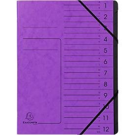 Exacompta, FALKEN Dokumentenmappe, DIN A4, Gummizugverschluss, Karton, 12 Fächer, lila, FALKEN Dokumentenmappe, DIN A4, Gummizugverschluss, Karton, 12 Fächer, lila
