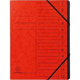 Exacompta, FALKEN Dokumentenmappe, DIN A4, Gummizugverschluss, Karton, 12 Fächer, rot, FALKEN Dokumentenmappe, DIN A4, Gummizugverschluss, Karton, 12 Fächer, rot