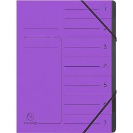 Exacompta, FALKEN Dokumentenmappe, DIN A4, Gummizugverschluss, Karton, 7 Fächer, lila, FALKEN Dokumentenmappe, DIN A4, Gummizugverschluss, Karton, 7 Fächer, lila