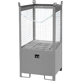 bauer, Fass-Stapelpalette Bauer FSP-1 D, Drahtgitter-Wände, Kapazität 1 x 200 l Fass, grau