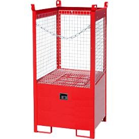 bauer, Fass-Stapelpalette Bauer FSP-1 D, Drahtgitter-Wände, Kapazität 1 x 200 l Fass, rot