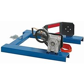 asecos, Fasswender asecos, Stahl, blau pulverbeschichtet, B 1055 x T 1000 x H 455 mm, bis 300 kg, Fasswender für 200-l-Fässer, mit Handkurbel, Tragfähigkeit 300 kg,