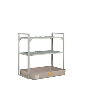 CEMO, Fassregal Typ 360 CEMO, mit 150 I GFK-Auffangwanne und Fassauflage, für 6 x 60 I oder Kleingebinde, L 1320 x B 800 x H 1300 mm, Fassregal Typ 360 CEMO, mit 150 I Stahl-Auffangwanne und Fassauflage, für 6 x 60 I oder Kleingebinde, L 1320 x B 800 x H 1300 mm