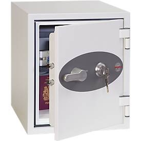 Phoenix, Phoenix Feuerschutztresor FS1282K Weiss 350 x 430 x 410 mm, Feuerschutzschrank FS 1282 K, Schlüsselschloss, Stahl, signalweiß RAL 9003