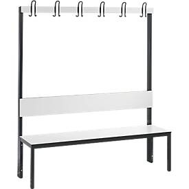 CP, Garderobenbank BASIC PLUS, einseitig, C+P Garderobenbank BASIC PLUS, einseitig, HPL, Lehne und Hakenleiste, Länge 1500 mm, weiß