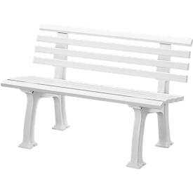 undefined, Parkbank aus Kunststoff mit 9 Leisten Breite 1200 mm, weiß, Gartenbank, 2-Sitzer, L 1200 mm, weiß
