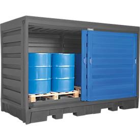 asecos, Gefahrstoffdepot asecos, Polyethylen, unterfahrbar, B 3200 x T 1740 x H 2170, für 8 Fässer à 200 l, Gefahrstoffdepot asecos, Polyethylen, unterfahrbar, B 3200 x T 1740 x H 2170, für 8 Fässer à 200 l