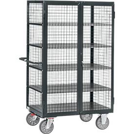 Fetra, fetra® Schrankwagen, Gitterwände, mit Doppelflügeltür, 5 Etagen à 1.000 x 680 mm, anthrazitgrau, fetra® Schrankwagen, Gitterwände, mit Doppelflügeltür, 5 Etagen à 1.000 x 680 mm, anthrazitgrau
