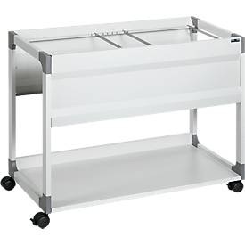 Durable, DURABLE Hängemappenwagen für 100 Mappen, 1 Etage, 1 Ablageboden lichtgrau, Hängemappenwagen für 100 Mappen + Aktenordnerablage, grau