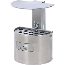 Jungheinrich PROFISHOP, Wandascher rund, mit Abdeckhaube, ohne Pfosten, Edelstahl, 2 Liter, Wandascher rund, mit Abdeckhaube, ohne Pfosten, Edelstahl, 2 Liter