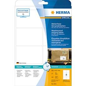 HERMA, HERMA Adressetiketten A4 weiss 99,1x67,7 mm Folie 200 St., Herma Versandetiketten Nr. 8331 aus Polyesterfolie auf DIN A4-Blättern, 200 Etiketten, 25 Bogen