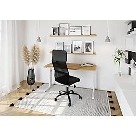 Hammerbacher, Hammerbacher Höhenverstellbarer gerader Schreibtisch mit C-Fuß Express Q Eiche, Weiß 1.400 x 672 x 685 - 810 mm, Home Office-Schreibtisch, manuelle Höhenverstellung, rechteckig, C-Füsse B 1400 x T 672 x H 650-850 mm, Wildeiche/Weiss