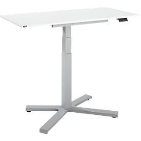 undefined, Home Office Tisch, elektrisch höhenverstellbar, Rechteck, Fusskreuz, B 1150 x T 550 x H 1100-640 mm, weiss/silber + Memory-Bedienpanel, Home Office Tisch, elektrisch höhenverstellbar, Rechteck, Fusskreuz, B 1150 x T 550 x H 1100-640 mm, weiss/silber + Memory-Bedienpanel