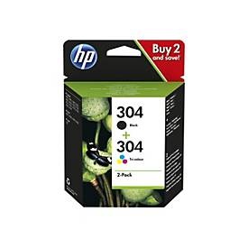HP INC., HP 304 - 2er-Pack - Schwarz, Farbe (Cyan, Magenta, Gelb) - original - Tintenpatrone, HP Tintenpatrone - 304