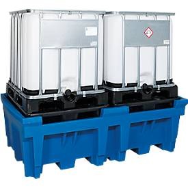 undefined, Auffangwanne aus Kunststoff IBC- und KTC-Station, Auffangvolumen 1000 Liter mit PE-Stellfläche, LxBxH 2260 x 1430 x 720 mm, IBC- und KTC-Station für 2 Container, mit integrierter PE-Stellfläche