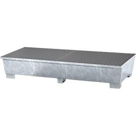 asecos, IBC-Station ASECOS, Stahl, mit Gitterrost u. Staplerschuhen, 1000 l Auffangvolumen, B 2680 x T 1300 x H 483 mm, verzinkt, IBC-Station ASECOS, Stahl, mit Gitterrost u. Staplerschuhen, 1000 l Auffangvolumen, B 2680 x T 1300 x H 483 mm, verzinkt