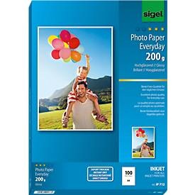 Sigel, Inkjet-Fotopapier Everyday, A4, 200g/qm, 100 Blatt, Sigel InkJet Photo Paper Everyday, A4, glossy, 200g, IP712, (100 Blatt)