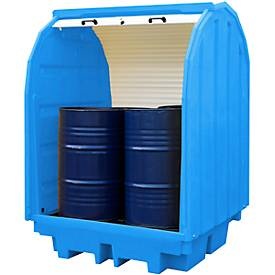 undefined, PE-Gefahrstoffdepot mit Jalousie für 4 x 200-l-Fässer Auffangvolumen 410 l, eurokraft basic PE-Gefahrstoffdepot mit Jalousie, für 4 x 200-l-Fässer, Auffangvolumen 410 l