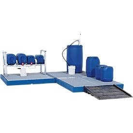 undefined, Kunststoff-Flachwanne mit PE-Gitterrost Auffangvolumen 220 Liter, Kunststoff-Flachwanne, 220 Liter, mit PE-Gitterrost