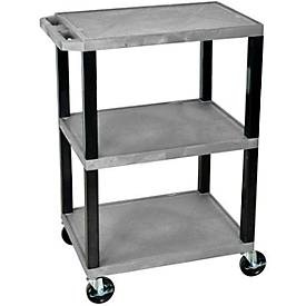 undefined, SEWT34GYS Kunststoffwagen Polyethylen Traglast (max.): 150 kg Grau, BASIC Kunststoff-Transportwagen, mit Ladeflächen, 3 Etagen, grau