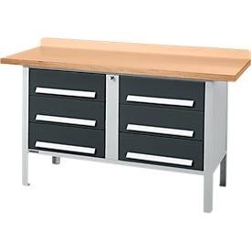 Schäfer Shop Select, PWi 150-6 MP w'alu/R7016, Kastenwerkbank Schäfer Shop Select PWi 150-6, Buche Multiplexplatte, bis 750 kg, B 1500 x T 700 x H 840 mm, Anthrazit